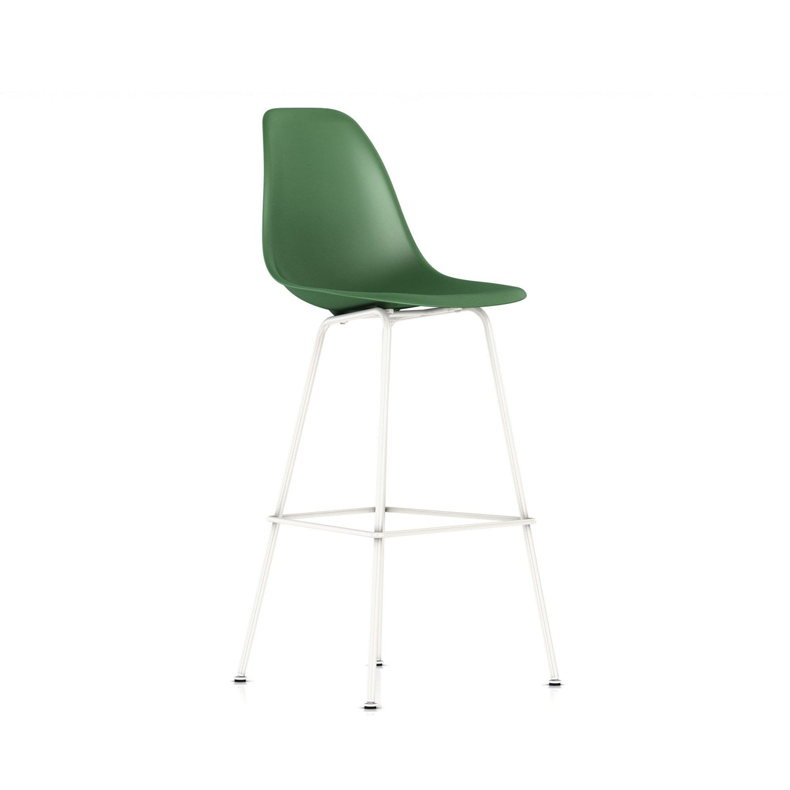 Eames Molded Plastic Bar Stool bar seating herman miller White Base Frame Finish Kelly Green Standard Glide With Felt Bottom + $20.00