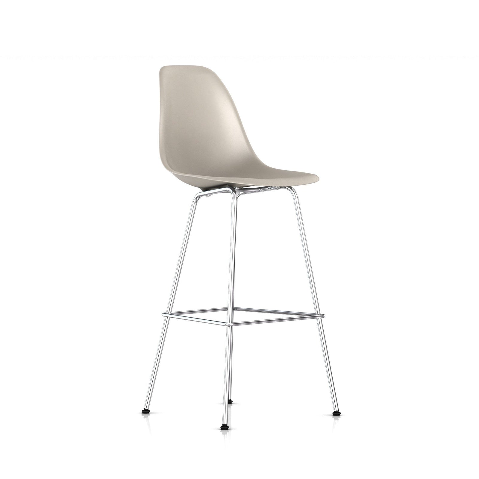 Eames Molded Plastic Bar Stool bar seating herman miller Trivalent Chrome Frame Finish + $40.00 Stone Standard Glide With Felt Bottom + $20.00