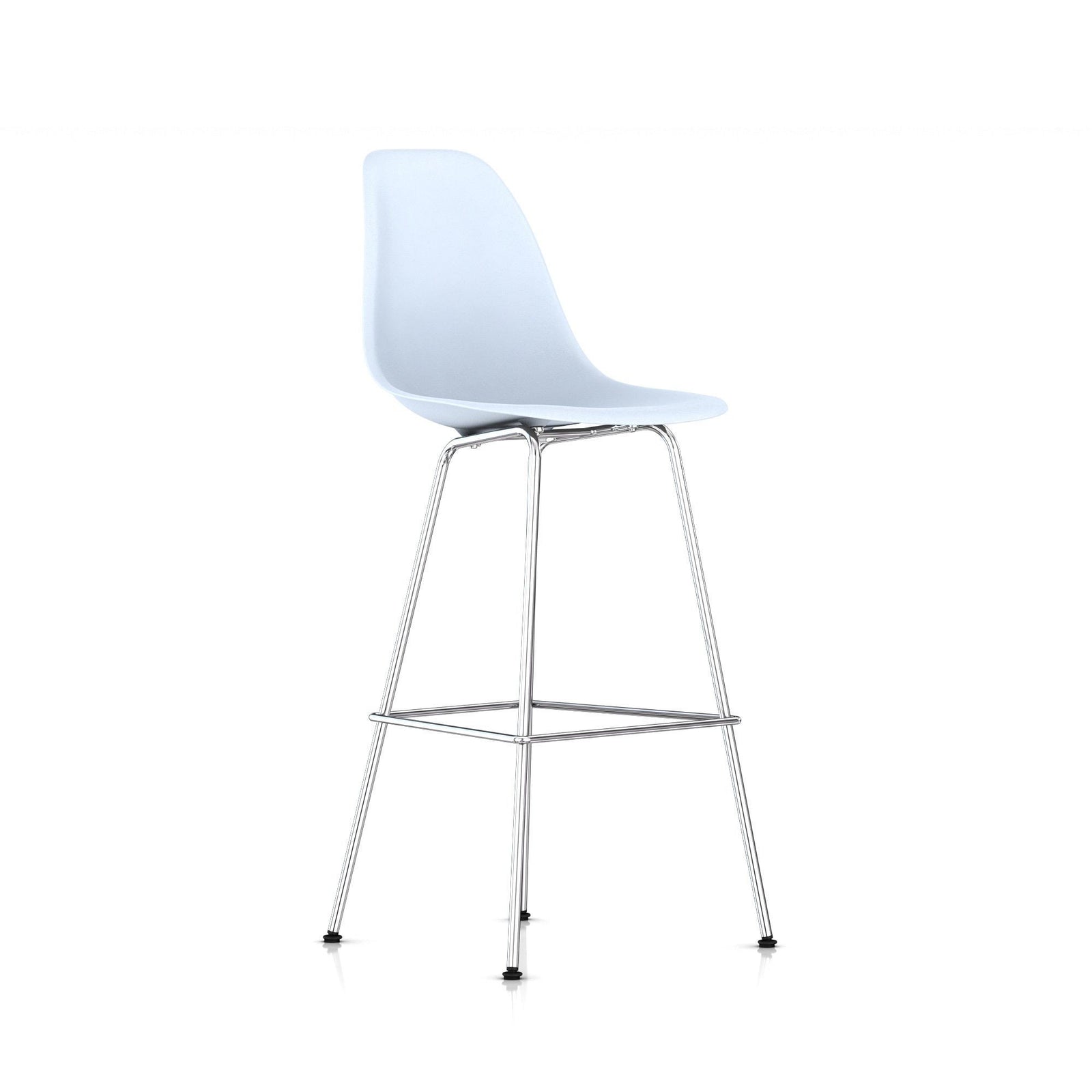 Eames Molded Plastic Bar Stool bar seating herman miller Trivalent Chrome Frame Finish + $40.00 Blue Ice Standard Glide With Felt Bottom + $20.00
