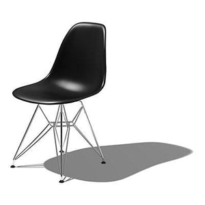 Eames Molded Plastic Side Chair-Wire Base / DSR Side/Dining herman miller Trivalent Chrome Base Frame Finish + $50.00 Black Seat and Back Standard Glide