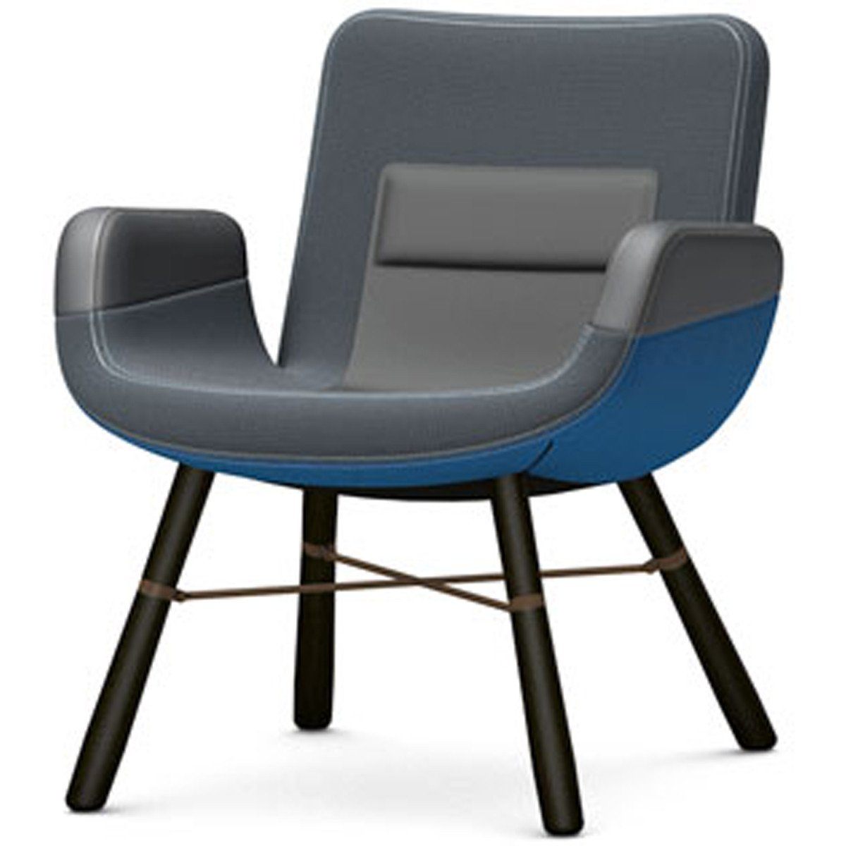 East River Lounge Chair lounge chair Vitra Fabric combination blue Dark oak with protective varnish