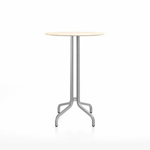 Emeco 1 Inch Bar Table - Round Top Coffee table Emeco Table Top 30" Brushed Aluminum Accoya Wood