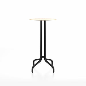 Emeco 1 Inch Bar Table - Round Top Coffee table Emeco Table Top 24" Black Powder Coated Aluminum Accoya Wood