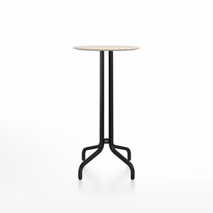 Emeco 1 Inch Bar Table - Round Top Coffee table Emeco Table Top 24" Black Powder Coated Aluminum Ash Wood