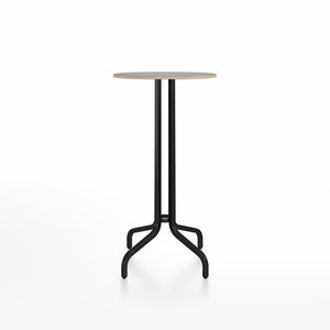 Emeco 1 Inch Bar Table - Round Top Coffee table Emeco Table Top 24" Black Powder Coated Aluminum Gray Laminate Plywood