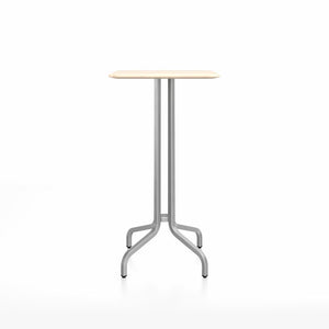 Emeco 1 Inch Bar Table - Square Top Coffee table Emeco Table Top 24" Brushed Aluminum Accoya Wood