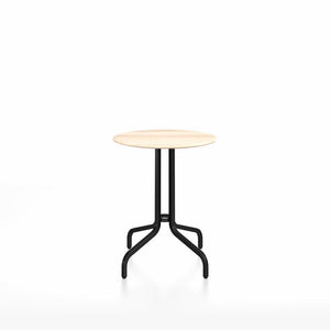 Emeco 1 Inch Cafe Table - Round Top Coffee table Emeco Table Top 24" Black Powder Coated Aluminum Accoya Wood