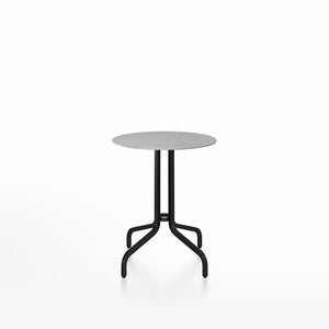 Emeco 1 Inch Cafe Table - Round Top Coffee table Emeco Table Top 24" Black Powder Coated Aluminum Brushed Aluminum