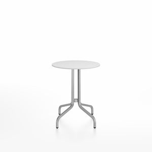 Emeco 1 Inch Cafe Table - Round Top Coffee table Emeco Table Top 24" Brushed Aluminum White HPL