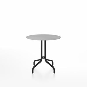Emeco 1 Inch Cafe Table - Round Top Coffee table Emeco Table Top 30" Black Powder Coated Aluminum Brushed Aluminum
