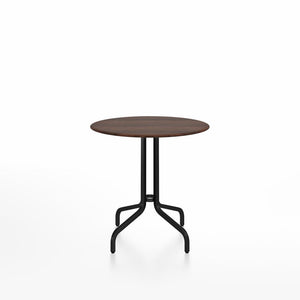 Emeco 1 Inch Cafe Table - Round Top Coffee table Emeco Table Top 30" Black Powder Coated Aluminum Walnut Wood