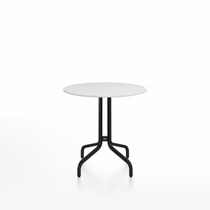Emeco 1 Inch Cafe Table - Round Top Coffee table Emeco Table Top 30" Black Powder Coated Aluminum White HPL