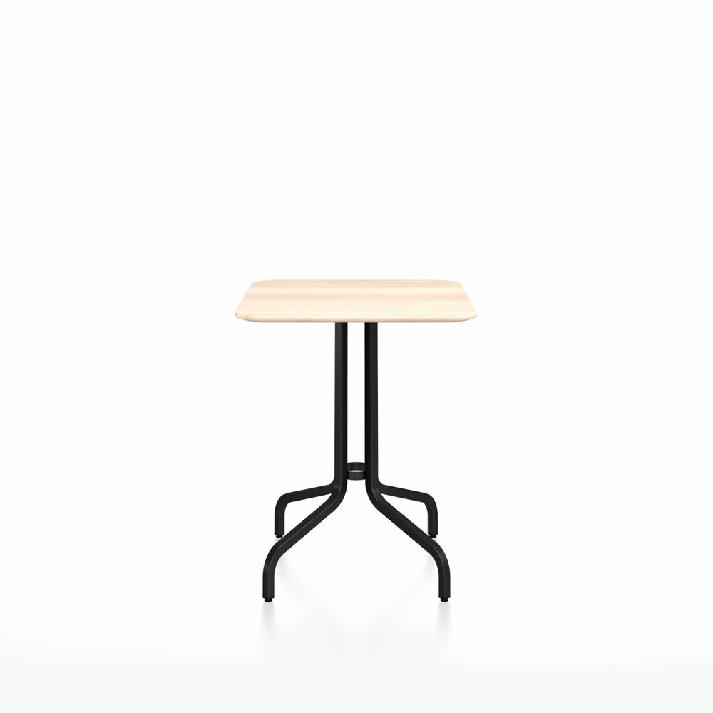 Emeco 1 Inch Cafe Table - Square Top Coffee table Emeco Table Top 24" Black Powder Coated Aluminum Accoya Wood