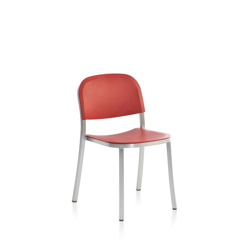 Emeco 1 Inch Stacking Chair Chairs Emeco Hand Brushed Aluminum Orange