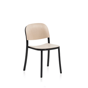 Emeco 1 Inch Stacking Chair - Wood Seat Chairs Emeco Hand Brushed Aluminum Walnut 