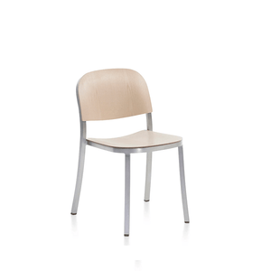 Emeco 1 Inch Stacking Chair - Wood Seat Chairs Emeco Hand Brushed Aluminum Ash 