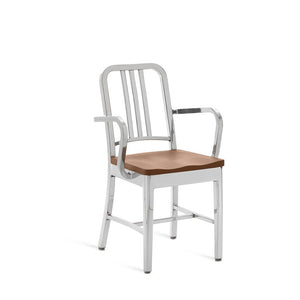 Emeco 1104 Navy Armchair With Wood Seat Side/Dining Emeco Hand-Polished + $925.00 White Oak 