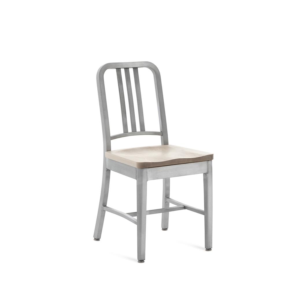 Emeco 1104 Navy Chair With Wood Seat Side/Dining Emeco Hand-Brushed Ash