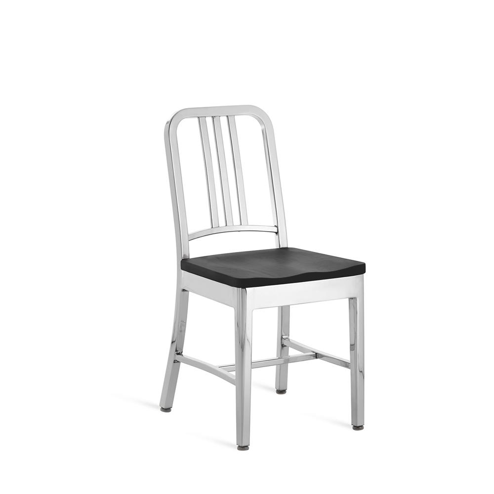 Emeco 1104 Navy Chair With Wood Seat Side/Dining Emeco Hand-Polished + $875.00 Black Oak