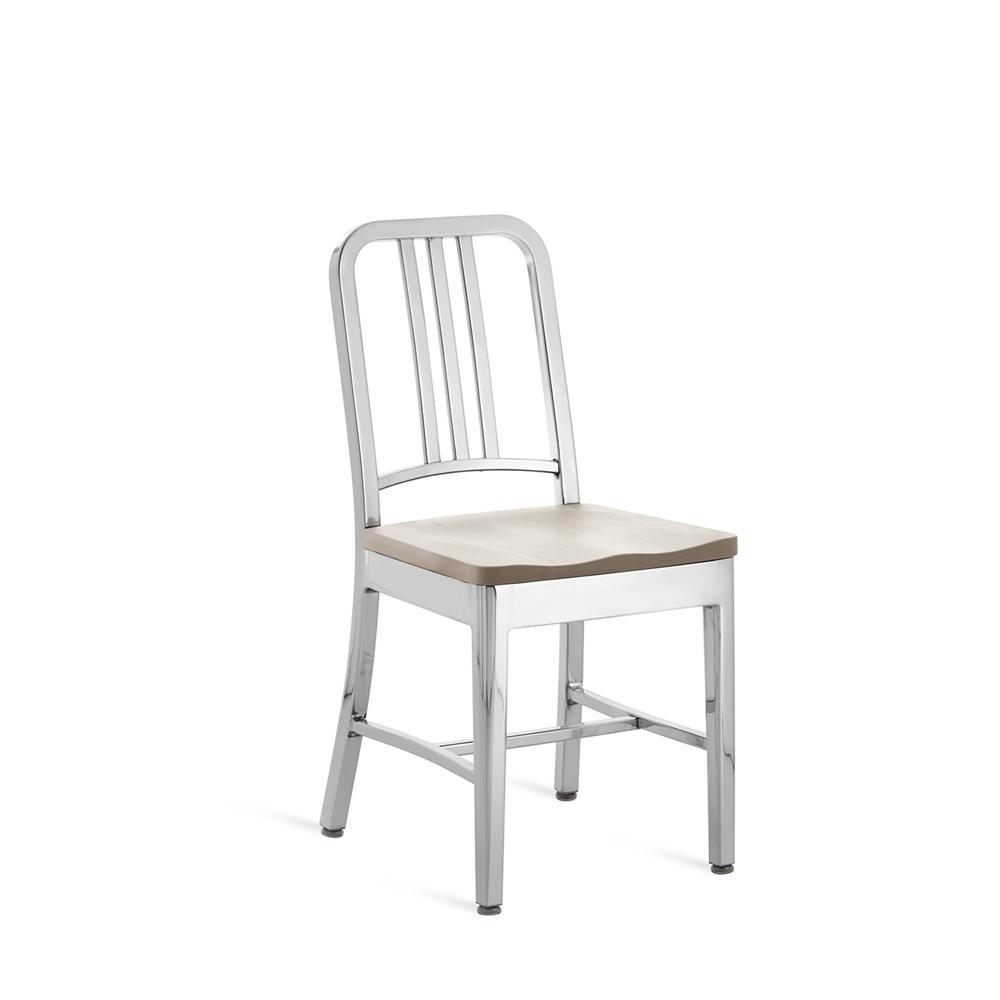 Emeco 1104 Navy Chair With Wood Seat Side/Dining Emeco Hand-Polished + $875.00 Ash