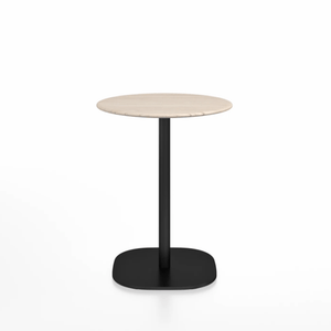 Emeco 2 Inch Flat Base Cafe Table - Round Top Coffee table Emeco Table Top 24" / 60 cm Black Powder Coated Ash Wood
