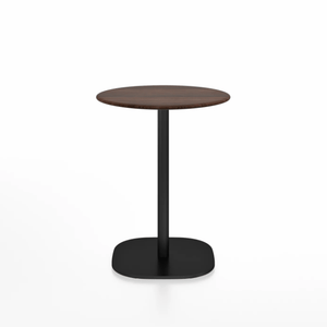 Emeco 2 Inch Flat Base Cafe Table - Round Top Coffee table Emeco Table Top 24" / 60 cm Black Powder Coated Walnut Wood
