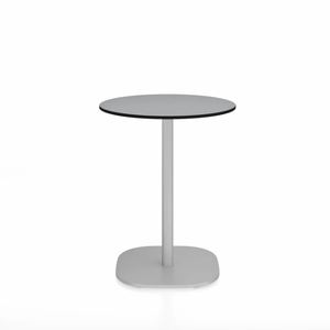 Emeco 2 Inch Flat Base Cafe Table - Round Top Coffee table Emeco Table Top 24" / 60 cm Hand Brushed Gray HPL