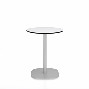 Emeco 2 Inch Flat Base Cafe Table - Round Top Coffee table Emeco Table Top 24" / 60 cm Hand Brushed White HPL