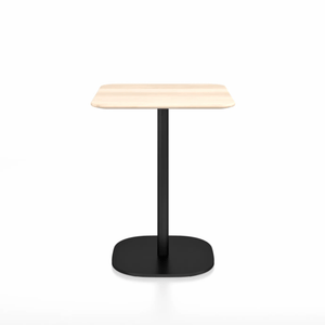 Emeco 2 Inch Flat Base Cafe Table - Square Top Coffee table Emeco Table Top 24" Black Powder Coated Aluminum Accoya Wood