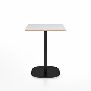 Emeco 2 Inch Flat Base Cafe Table - Square Top Coffee table Emeco Table Top 24" Black Powder Coated Aluminum White Laminate Plywood