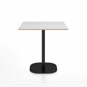 Emeco 2 Inch Flat Base Cafe Table - Square Top Coffee table Emeco Table Top 30" Black Powder Coated Aluminum White Laminate Plywood