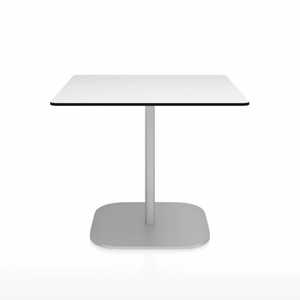 Emeco 2 Inch Flat Base Cafe Table - Square Top Coffee table Emeco Table Top 36" Hand Brushed Aluminum White HPL