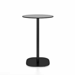 Emeco 2 Inch Flat Base Counter Height Table - Round Top Coffee table Emeco Table Top 24" Black Powder Coated Gray HPL