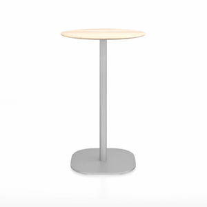 Emeco 2 Inch Flat Base Counter Height Table - Round Top Coffee table Emeco Table Top 24" Hand Brushed Accoya Wood