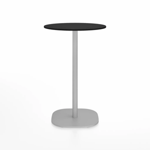 Emeco 2 Inch Flat Base Counter Height Table - Round Top Coffee table Emeco Table Top 24" Hand Brushed Black HPL