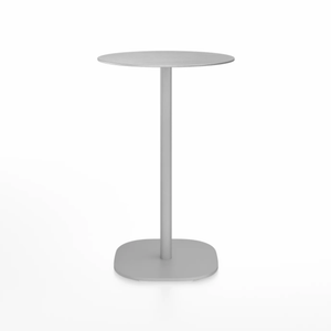 Emeco 2 Inch Flat Base Counter Height Table - Round Top Coffee table Emeco Table Top 24" Hand Brushed Hand Brushed Aluminum