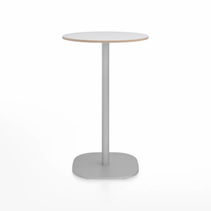 Emeco 2 Inch Flat Base Counter Height Table - Round Top Coffee table Emeco Table Top 24" Hand Brushed White Laminate Plywood