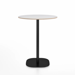 Emeco 2 Inch Flat Base Counter Height Table - Round Top Coffee table Emeco Table Top 30" Black Powder Coated White Laminate Plywood