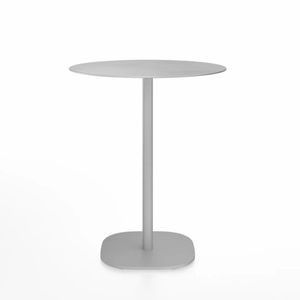 Emeco 2 Inch Flat Base Counter Height Table - Round Top Coffee table Emeco Table Top 30" Hand Brushed Hand Brushed Aluminum
