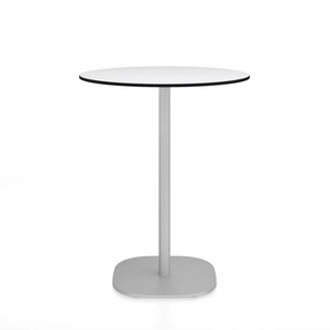 Emeco 2 Inch Flat Base Counter Height Table - Round Top Coffee table Emeco Table Top 30" Hand Brushed White HPL