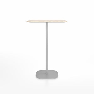 Emeco 2 Inch Flat Base Bar Height Table - Square Top Coffee table Emeco Table Top 30" Brushed Aluminum Ash Wood