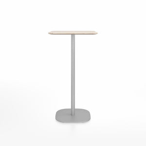 Emeco 2 Inch Flat Base Bar Height Table - Square Top Coffee table Emeco Table Top 24" Brushed Aluminum Ash Wood