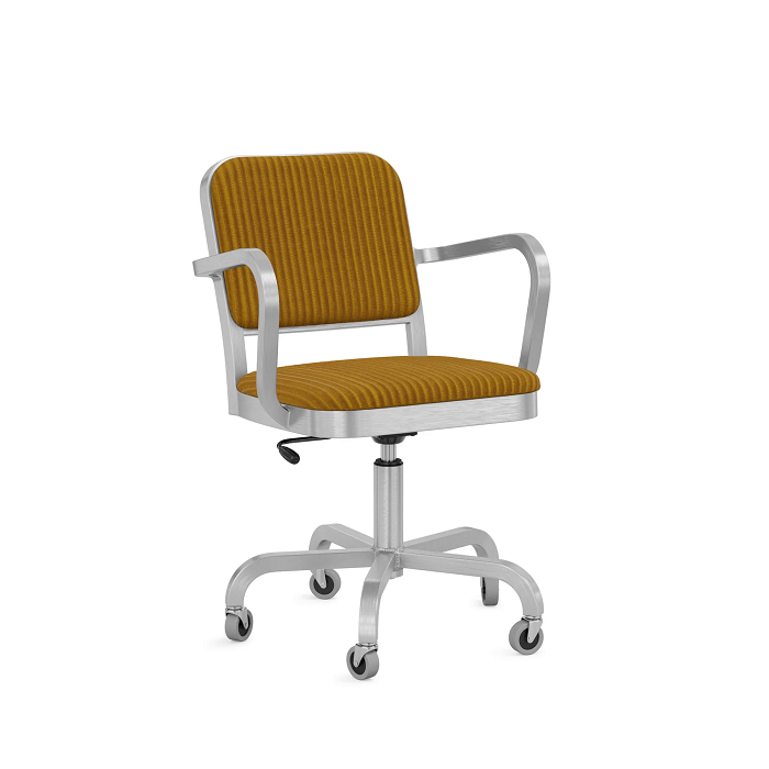 Emeco Navy Officer Swivel Armchair Office Chair Emeco Hand-Brushed Kvadrat Phlox 443