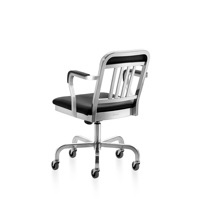 Emeco Navy Semi-Upholstered Swivel Armchair task chair Emeco