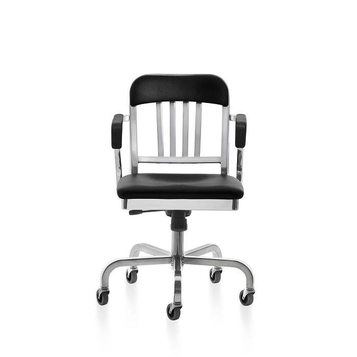 Emeco Navy Semi-Upholstered Swivel Armchair task chair Emeco Hand-Polished