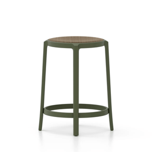 Emeco On & On Stool - Plywood Seat Stools Emeco Counter Height 24.75" Green Walnut Plywood