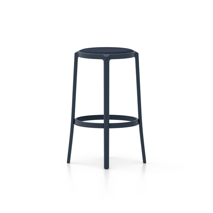 Emeco On & On Stool - Upholstered Stools Emeco Bar Height 29.5" Fabric Dark Blue