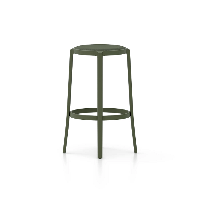 Emeco On & On Stool - Upholstered Stools Emeco Bar Height 29.5" Fabric Green
