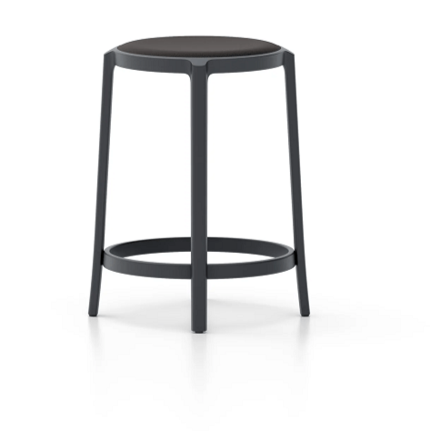 Emeco On & On Stool - Upholstered Stools Emeco Counter Height 24.75" Fabric Black