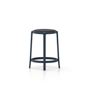Emeco On & On Stool - Upholstered Stools Emeco Counter Height 24.75" Leather Dark Blue 
